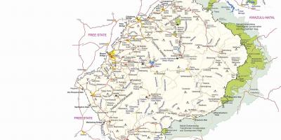 خريطة ليسوتو المراكز الحدودية