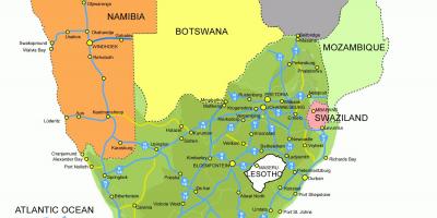 خريطة ليسوتو وجنوب أفريقيا